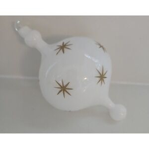 Melrose International Vintage Style White Finial Nordic Gold Star Glass Ornament